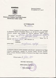 Autorizație traducător față